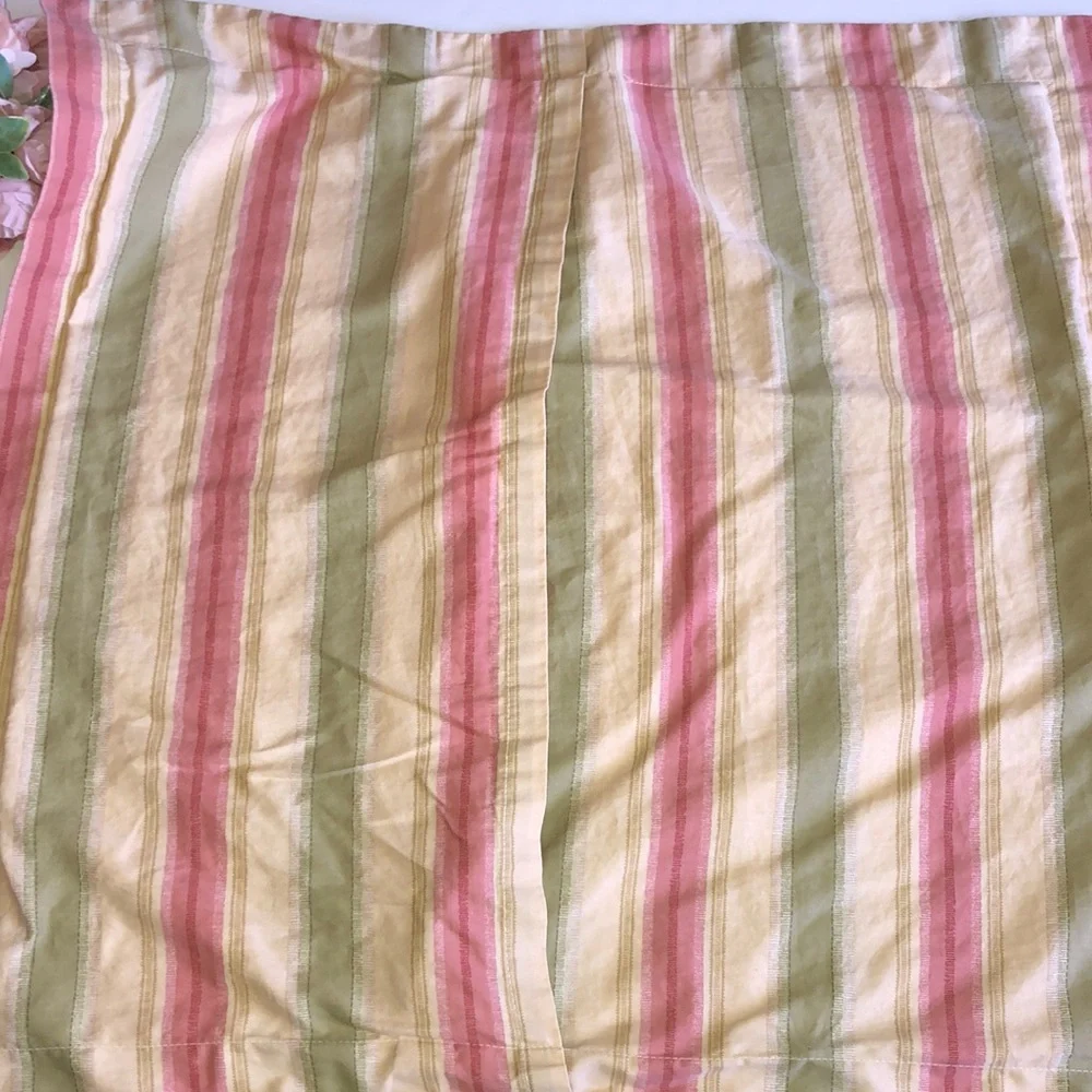 WAVERLY FOREVER YOURS GOLD ROSE PINK STRIPE FLORAL European sham 90s vibe